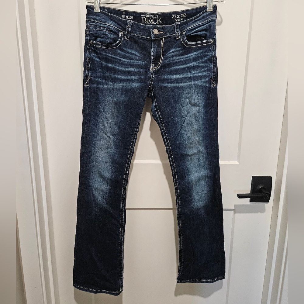 Boot cut dark blue jeans
